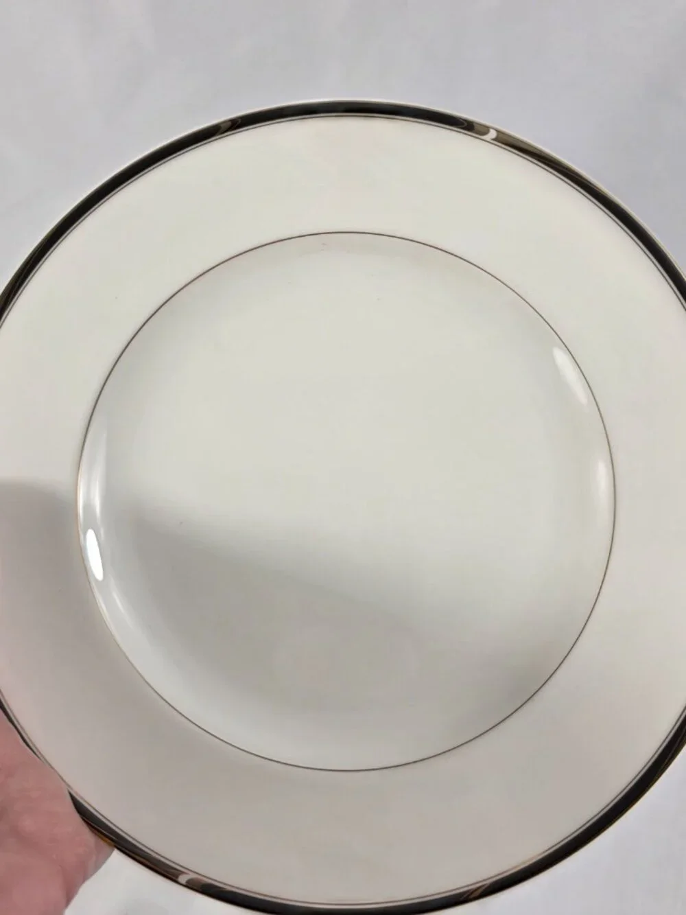 ONE Mikasa Academy Bone China Salad Plate White with Black & Gold Band NEW